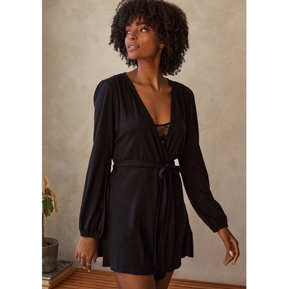 Anthropologie Other - BY Anthropologie Knit Robe Black New NWT short cotton intimates Size XS Anthro